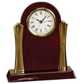 Rosewood Desk Clock w/ Gold Metal Columns - Laser Engraved